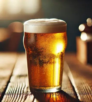 DALL·E 2025-03-11 19.52.44 – A close-up of a classic pint of golden lager with a frothy white head, sitting on a wooden table with soft lighting. The condensation on the glass hig DALL·E 2025-03-11 19.52.44 - A close-up of a classic pint of golden lager with a frothy white head, sitting on a wooden table with soft lighting. The condensation on the glass hig